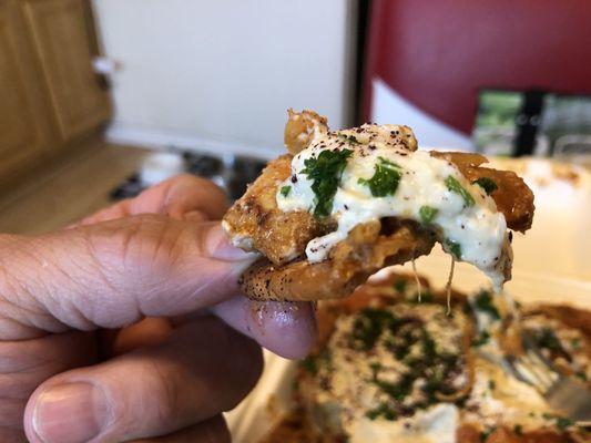 Close up of my chicken pita nachos.