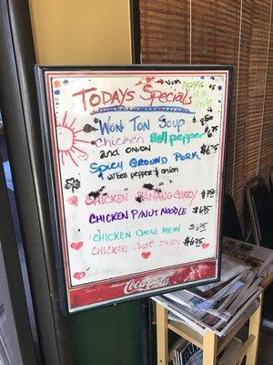 Weekday specials on 1/29/18