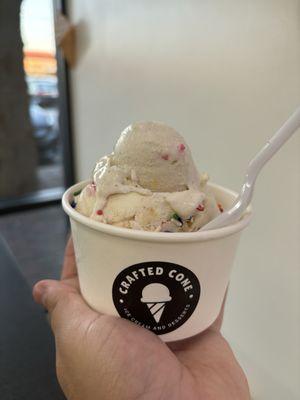 Horchata and Sugar Cookie ice cream with rainbow sprinkles