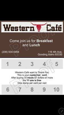 To show our appreciation. Come in and get your own Western Cafè card