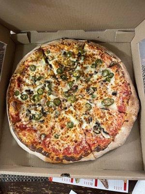 Jalapeños & mushroom, 14 inch