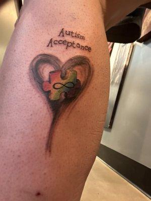 New Autism Acceptance Tattoo done by Nina @ Tribe Tatoo