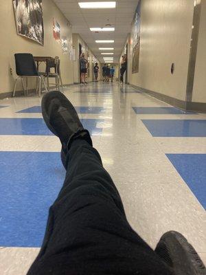 Basement hallway under the gym