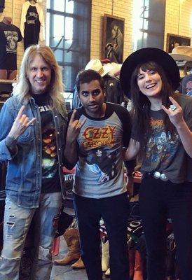 Aziz Ansari in his new Ozzy tee at Black Shag