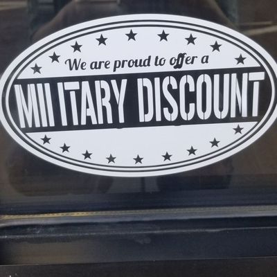 Proud to offer a military discount with ID