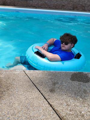 My son in the lazy river