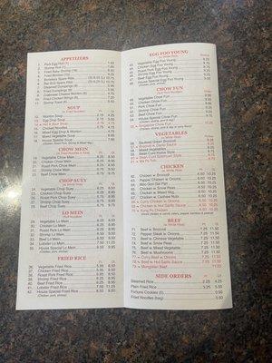 Updated Menu