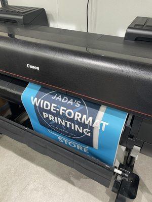 Getting our wide format printer warmed up