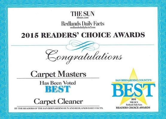 For 2 years in a row, we have had the honor to be voted the BEST carpet cleaners in the Reader's Choice Awards!