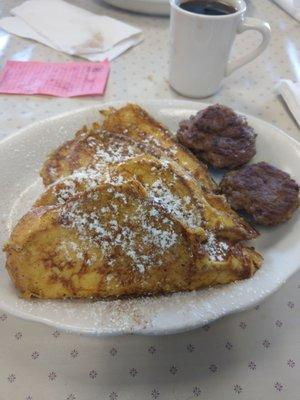 French toast and hand made sausage patties