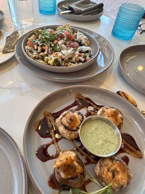 Mushroom and a fried spinach appetizer, which was fantastic