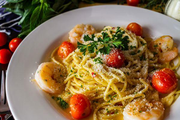 Shrimp Scampi over pasta