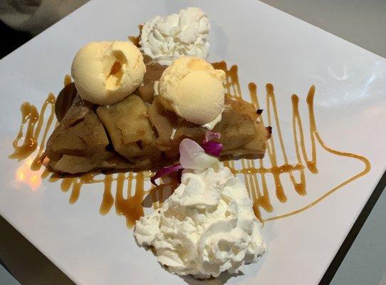 Caramel Apple Tart with Vanilla Ice Cream, Whipped Cream & Caramel Syrup