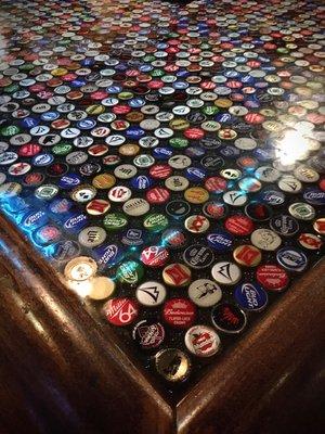 Beer cap bar counter.