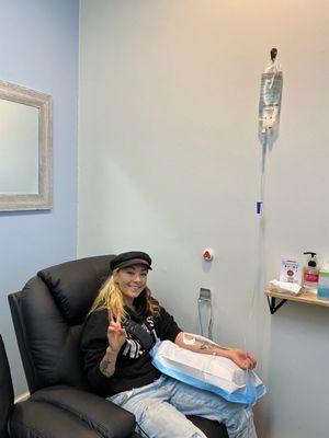 IV THERAPY at Dr revive  private room streaming your favorite shows on YouTube, Netflix and Hulu