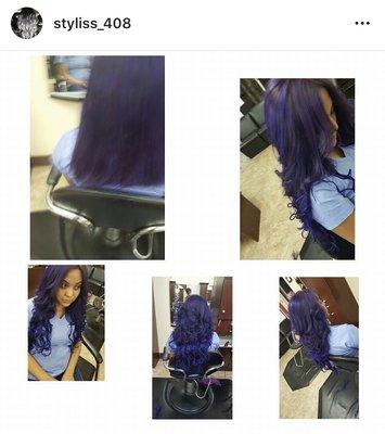 Hair extensions and violet color