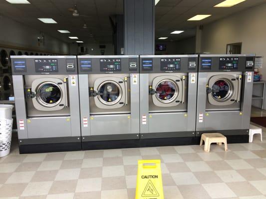 A view of our 50 pound washers!  You can get up to 5-loads in these.