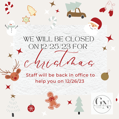 We will be closed on 12/25/23 for Christmas. Staff will be back in office to help you on 12/26/23.