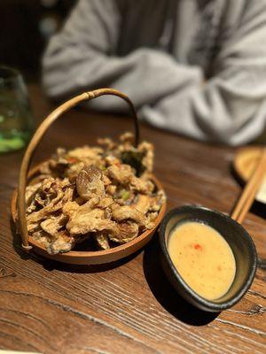 Fried mushroom medley, yum! But a little greasy