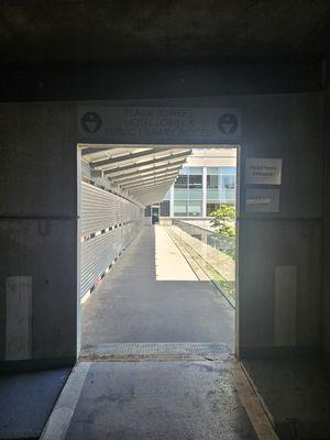 Entrance from the Dubuque street parking ramp. The skywalk is right beside the 3E elevator and stairs in the parking ramp,