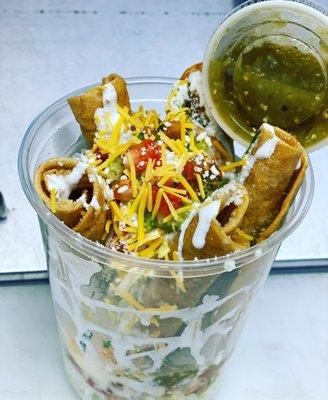 Chicken fried taquitos bucket