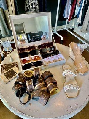 Ultra stylish sunglasses LV repurposed cuffs & leather goods Dolce Vita sandals & wedges jewelryGifts