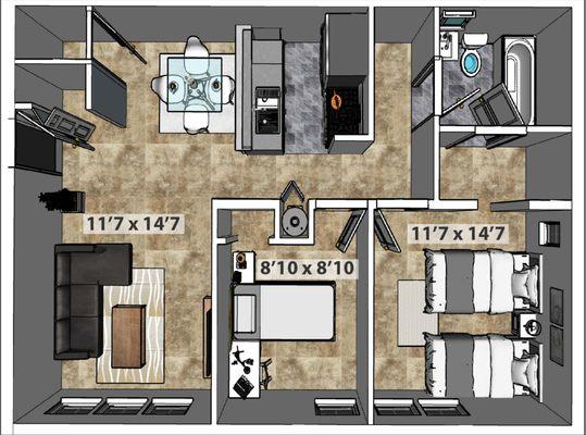 2 Bedroom Large