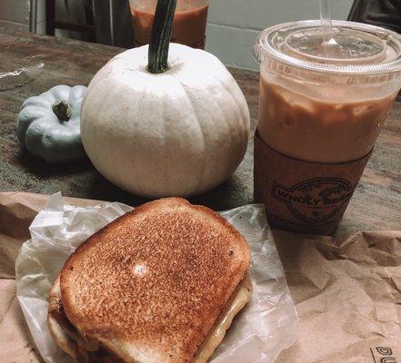 The Turkey Pesto sandwich with a 20oz Iced Latte.