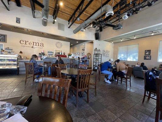 Wide view of the indoor dining area.