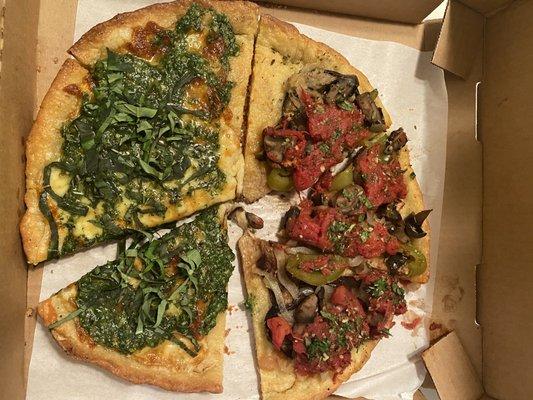 Ingredients don't cover the base pie.. Spinach Pesto Half Pizza Della Salute Half Pizza