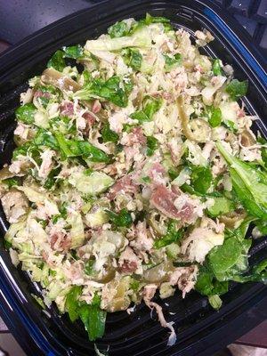 Oven Roasted Chicken Chopped Salad White American cheese Bacon $0.75 Lettuce Spinach Cucumbers Pickles More Jalapeños Oil