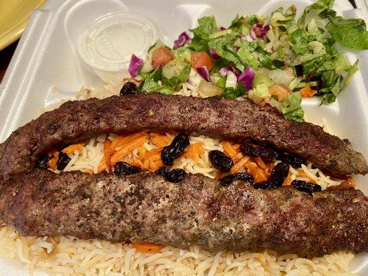 The Shami kabob was ground beef with spices.