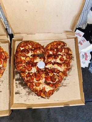 Heart Shaped Pepperoni Pizza for the kids