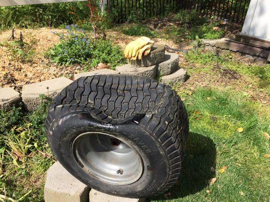 My lawn tractor tire didn't look so good...