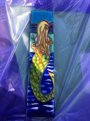 Mermaid enamel wall plaque