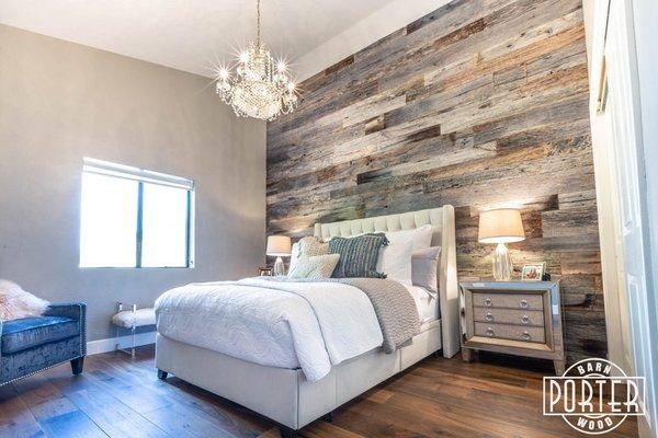 Tobacco Grey wall covering. Master bedroom.