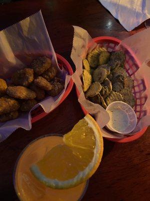 Fried pickles, corn nuggets