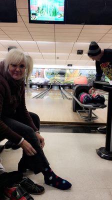 My moms first time bowling ever