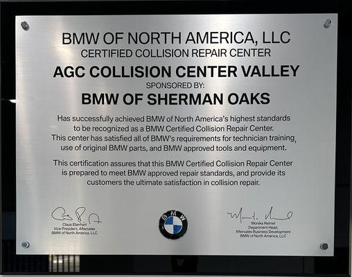 We are officially a BMW Certified Collision Repair Center!