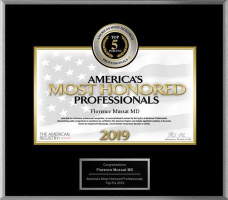 2019 - Most Honored Professionals award