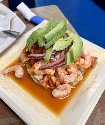 Tostada De Camaron Cocido