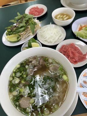 Pho Dac biet with meat ball and the steak on side