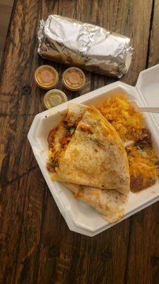 Chicken quesadilla combo + burrito