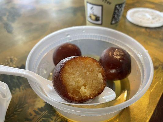 $4 92. Gulab Jamun. Syrup soaked fried semolina balls. (Like bread pudding)