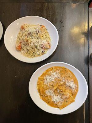 Shrimp Scampi and Lobster Ravioli