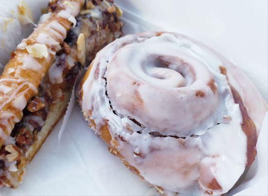 Cinnamon Roll and Tea Cake.