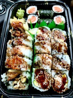 Salmon Roll, Spider Roll, and House Roll