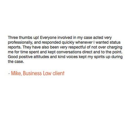 Business Law Client Review