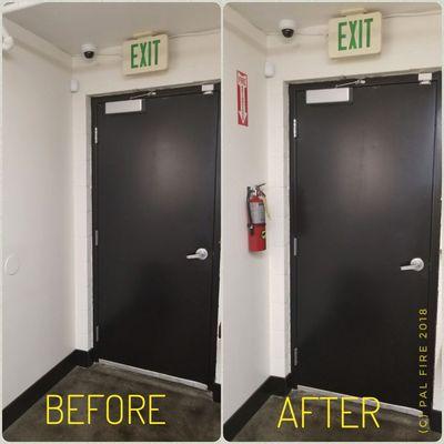 We make sure all areas and exit doors are covered correctly and up to the fire marshal code.