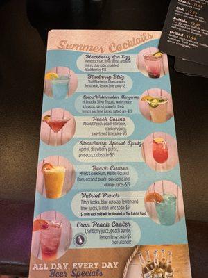 Specialty Drink menu